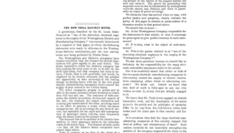 Preview of The New Tesla Railway Motor article