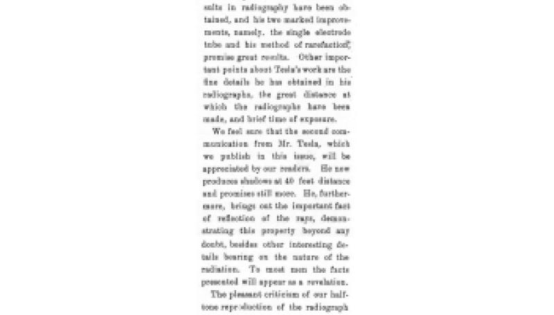 Preview of Tesla's Work in Radiography article