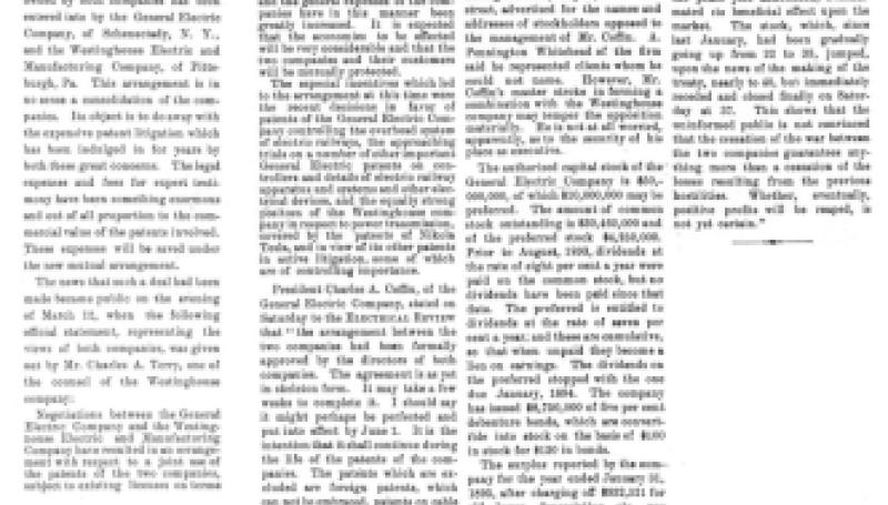 Preview of General Electric-Westinghouse Combination - A Mutual Working Agreement Made article