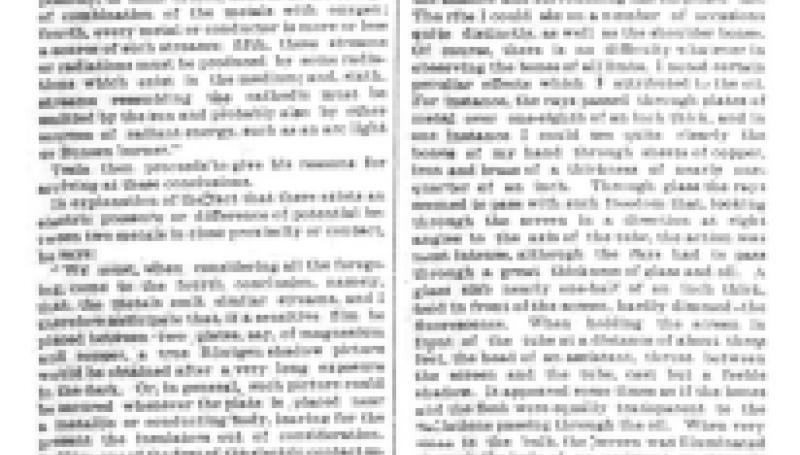 Preview of Tesla and Roentgen Rays article