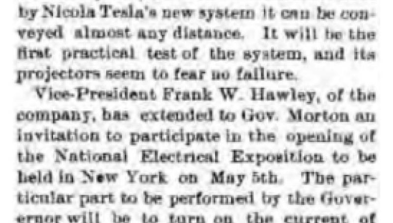 Preview of At Niagara Falls - Electric Power to be Transmitted to New York article