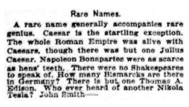 Preview of Rare Names article