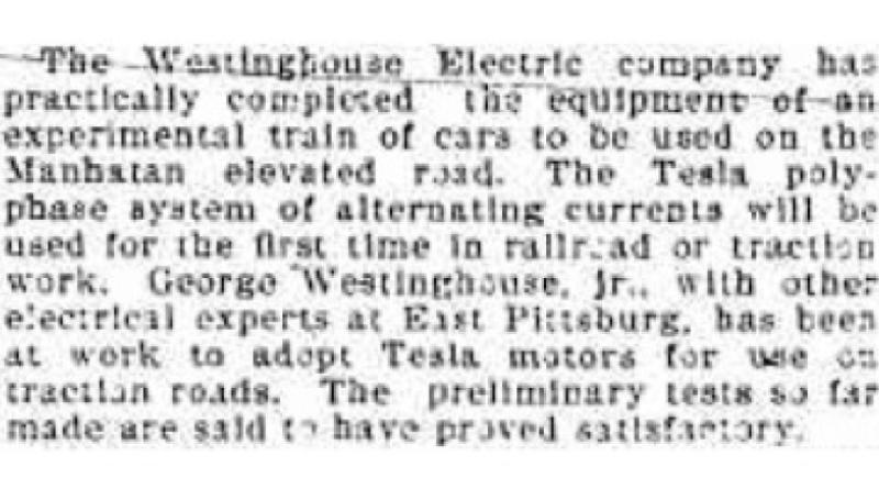 Preview of Notes of the Markets - Westinghouse Electric Train Cars article
