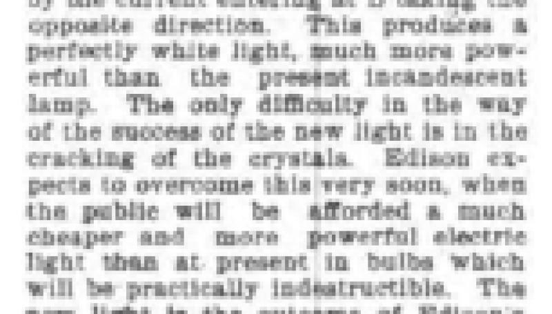 Preview of Edison's New Light (reprint) article