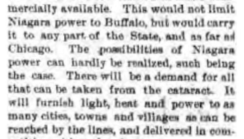 Preview of Niagara Power Not Limited to Buffalo article