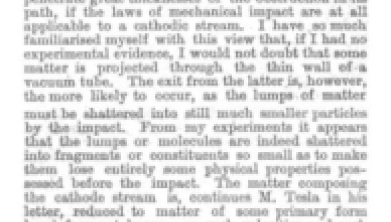 Preview of Mr. Tesla on the Roentgen Rays (Sep. 18, 1896) article