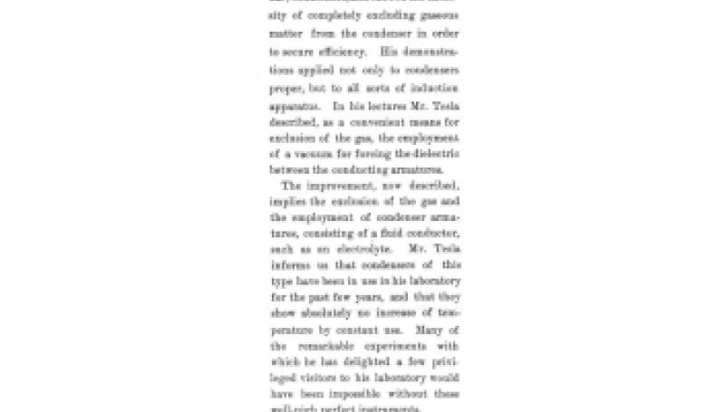Preview of The Tesla Electrical Condenser - Editorial article