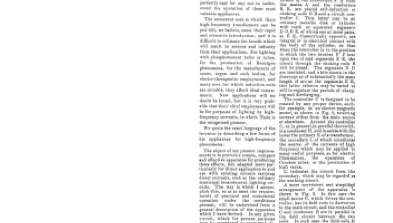 Preview of Tesla's Electrical Oscillators article