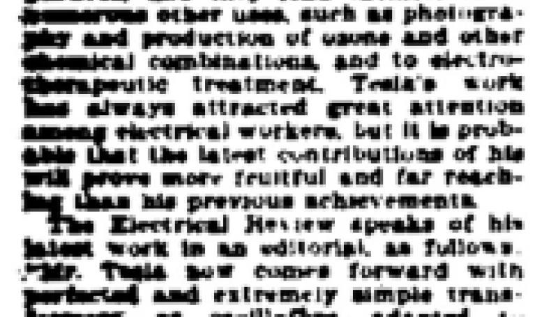 Preview of Nikola Tesla's Invention (reprint) article