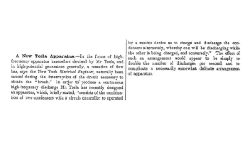 Preview of A New Tesla Apparatus article