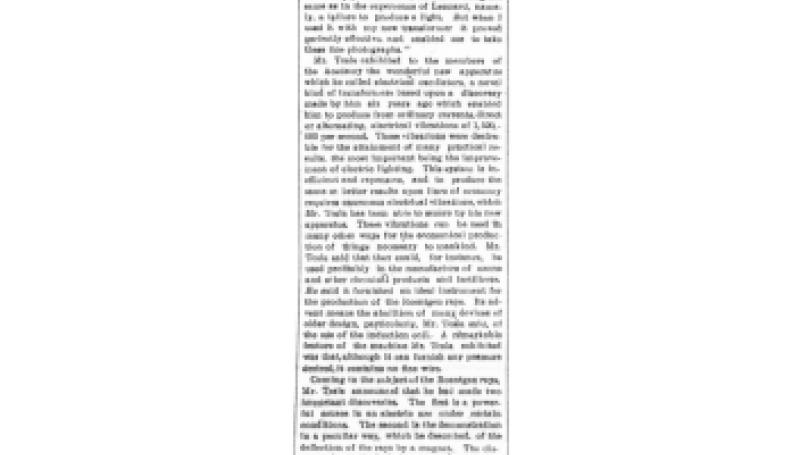 Preview of Lennard-Ray Photographs - Nikola Tesla's Successful Experiments article