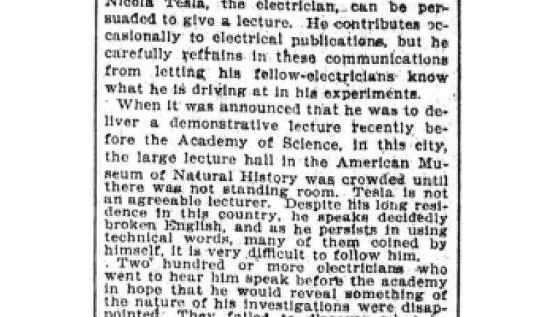 Preview of Tesla Keeps His Secrets article