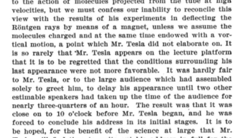 Preview of Mr. Tesla on Roentgen Rays article