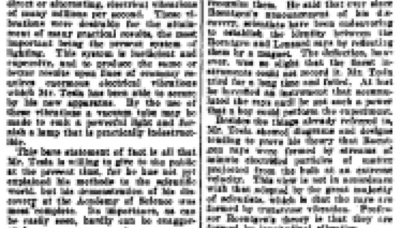 Preview of Tesla's New Discoveries (reprint 2) article