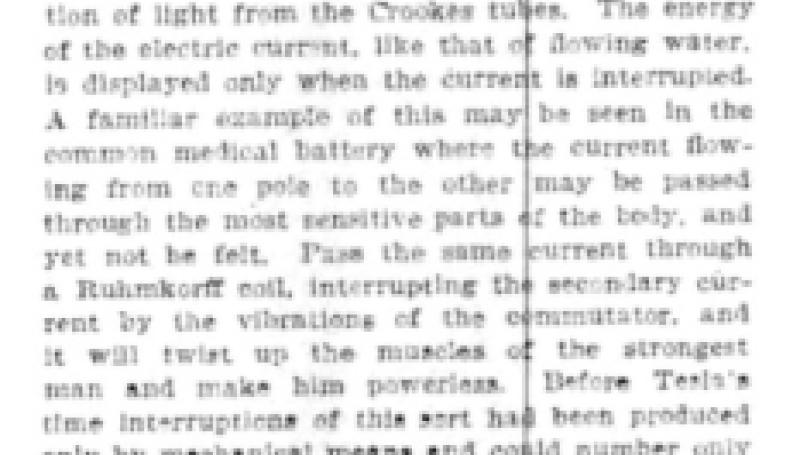 Preview of Telegraph Without Wires - Tesla Says His Invention is of Proven Value article
