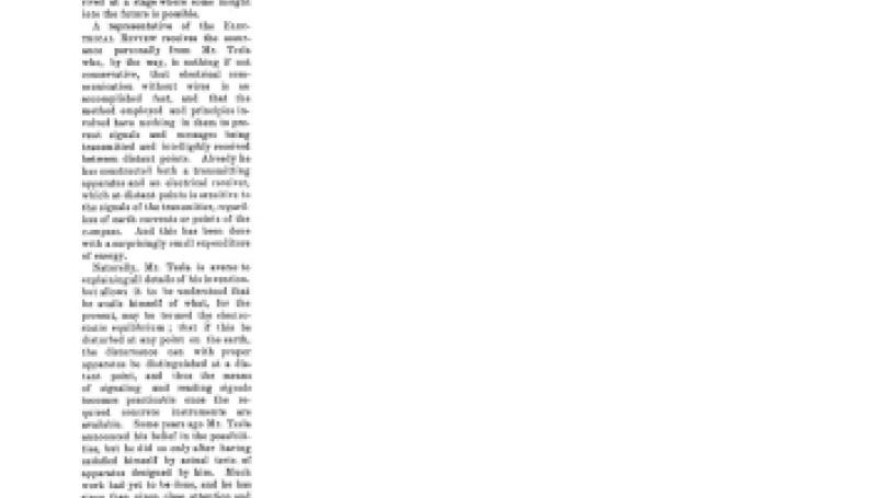 Preview of Tesla's Wireless Telegrams article