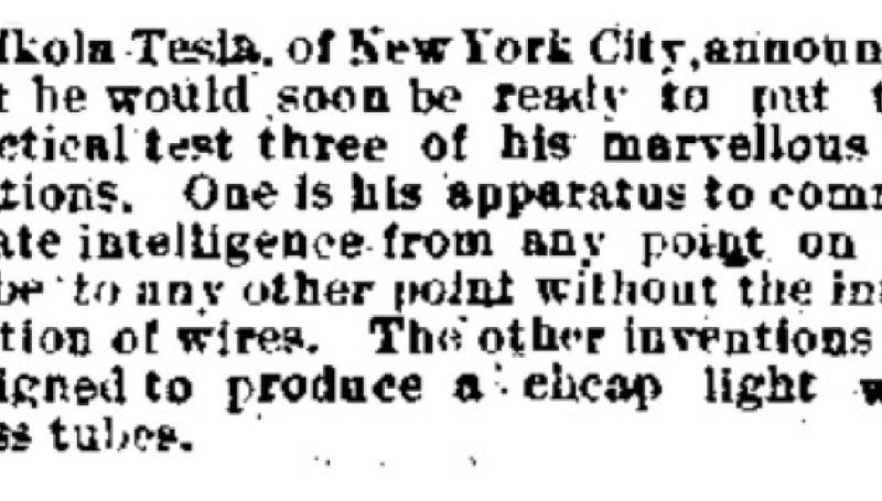 Preview of Nikola Tesla Announces Marvelous Inventions article