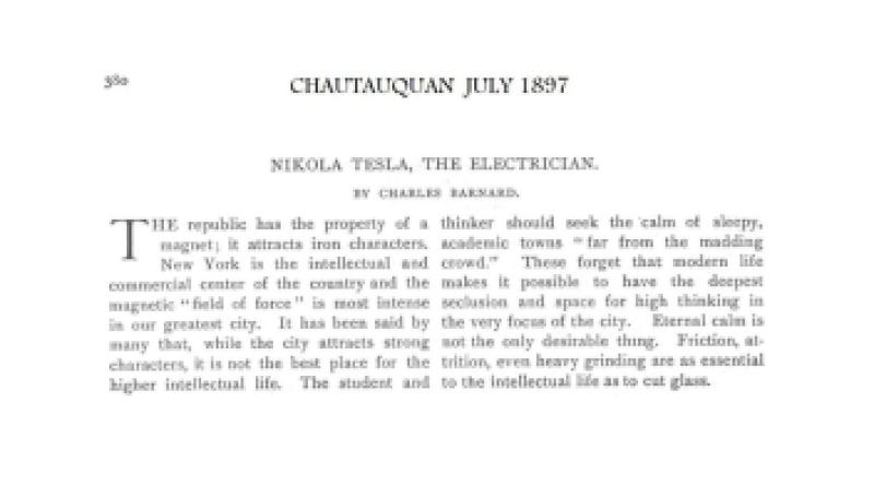 Preview of Nikola Tesla, The Electrician article