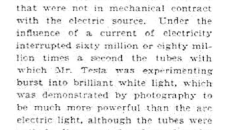 Preview of Tesla's Latest Invention for Producing Incalculable Electrical Vibrations article