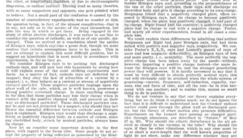 Preview of A Summary of Roentgen Ray Theories - I article