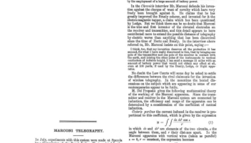 Preview of Marconi Telegraphy article