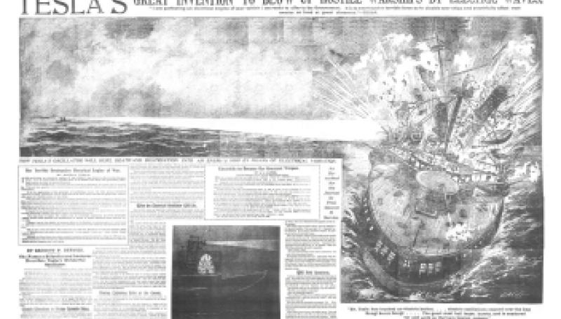 Preview of Tesla's Great Invention to Blow Up Hostile Warships by Electric Waves article
