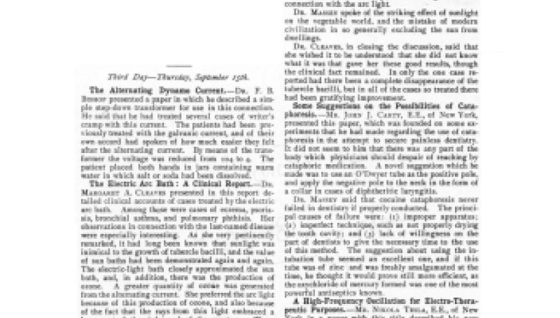 Preview of Third Day Meeting Notes of the Electro-Therapeutic Association article