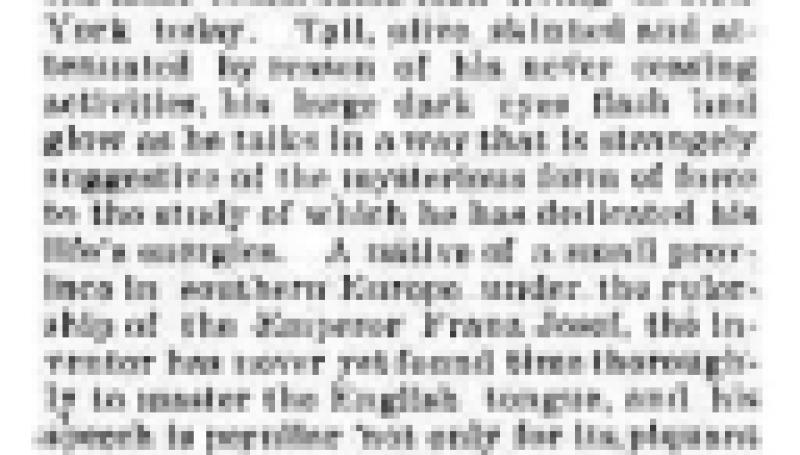 Preview of Nikola Tesla, Electric Inventor, and His Personality article