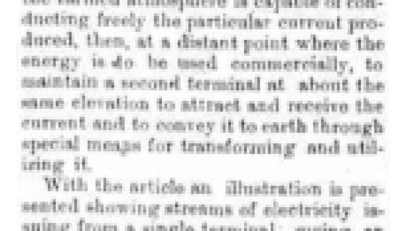 Preview of Tesla's Latest Invention - Possibilities in Electric Power Transmission (reprint) article