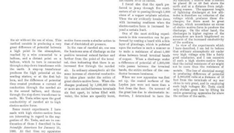 Preview of Transmission of Power Through the Air Without Wires (reprint 1) article