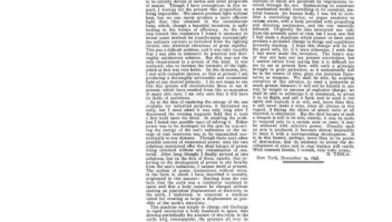 Preview of Tesla Describes His Investigations (Reprint) article