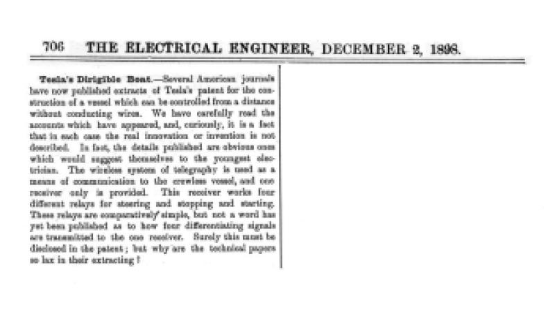 Preview of Tesla's Dirigible Boat article