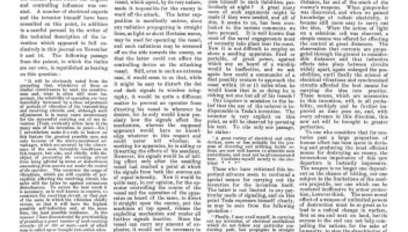 Preview of Answer to an Inquiry Concerning Tesla's Latest Invention article