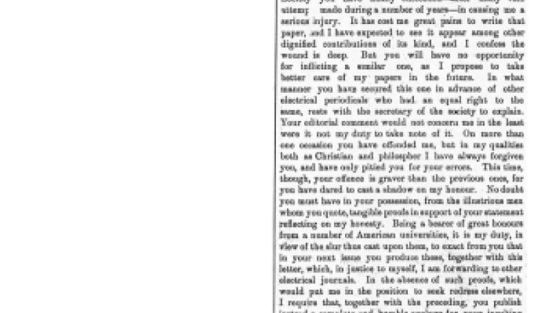 Preview of Tesla's Views on his Critic article