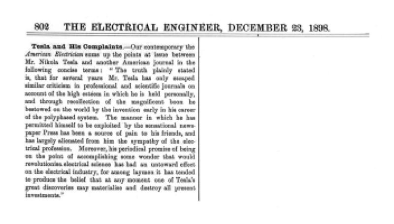 Preview of Nikola Tesla and His Complaints article