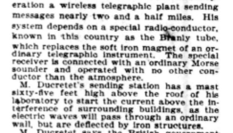 Preview of French Wireless Telegraphy article
