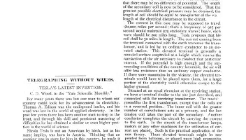 Preview of Telegraphing Without Wires article