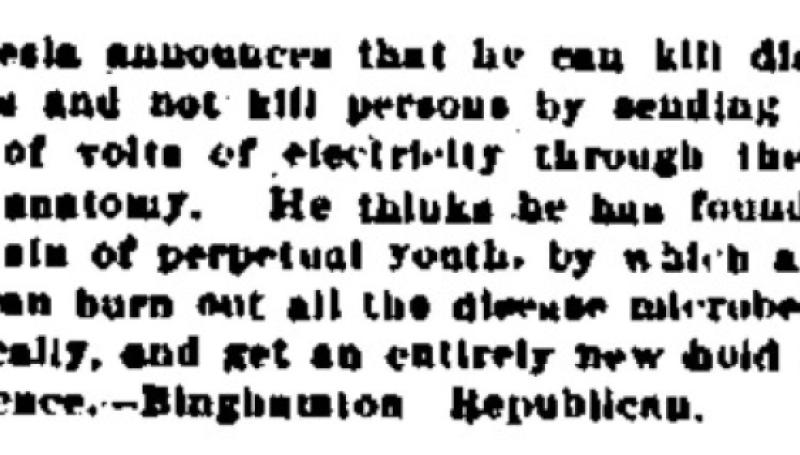 Preview of Tesla Announces That He Can Kill Disease article
