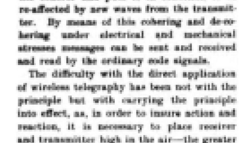 Preview of Wireless Telegraphy (Mar. 31, 1899) article