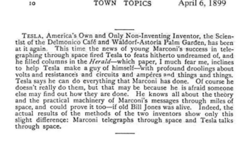 Preview of Town Topics - Tesla vs. Marconi article