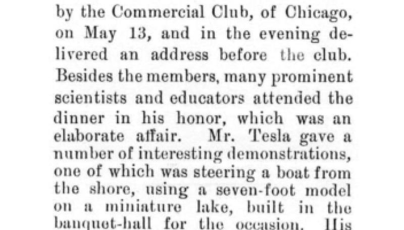 Preview of Nikola Tesla Lectures in Chicago article
