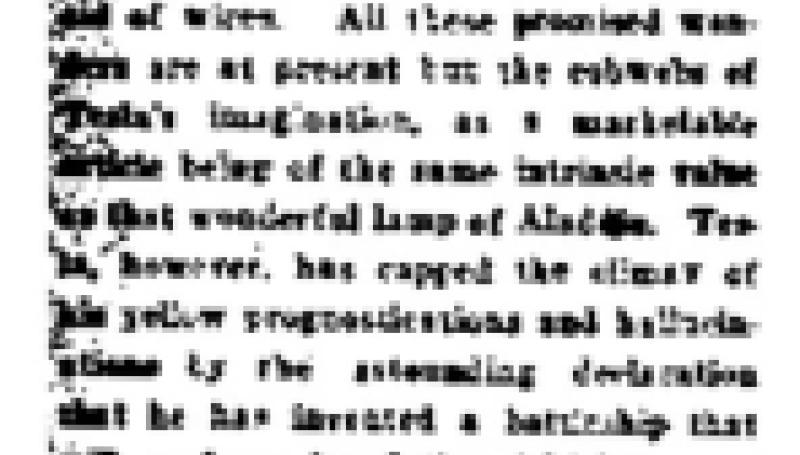 Preview of Tesla the Visionary (Dec. 8, 1899) article