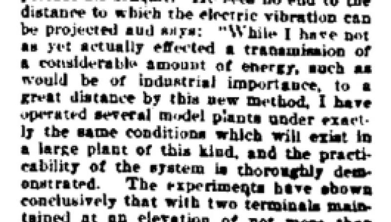 Preview of Tesla Proposes to Talk With Planets article