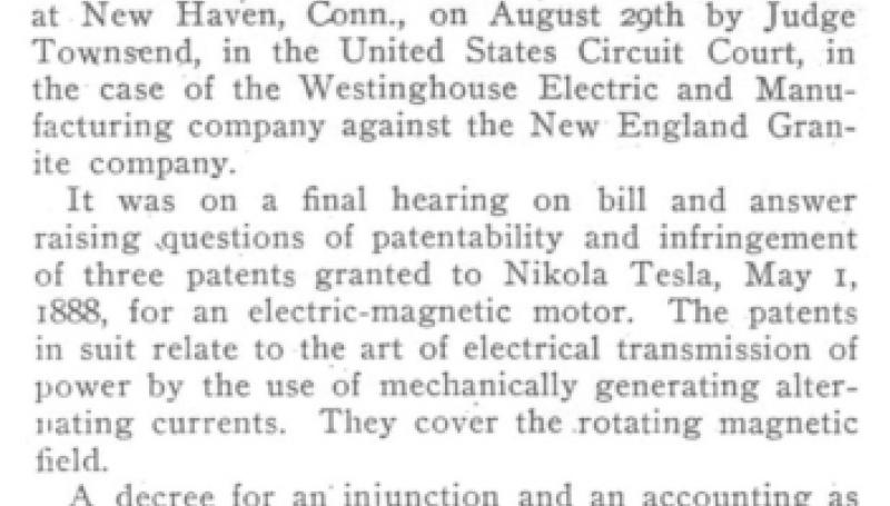 Preview of Tesla Patents Upheld in New England Granite Suit article