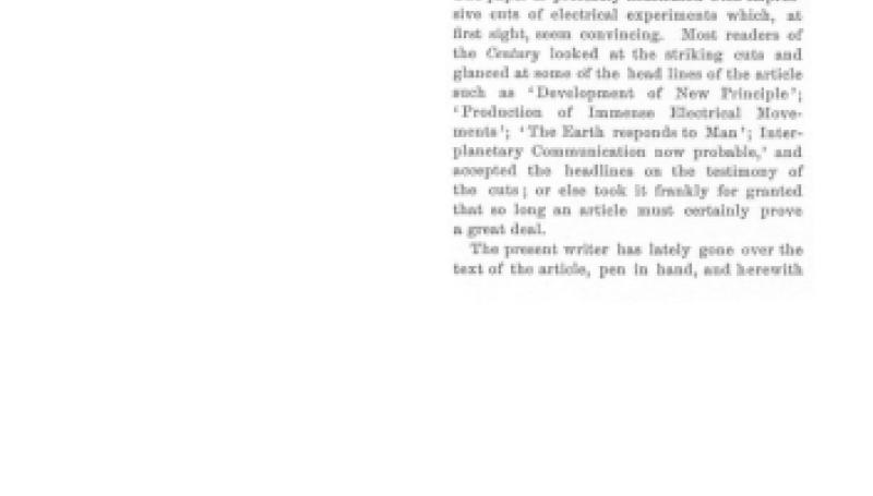 Preview of Mr. Tesla and the Universe - Human Energy and How to Increase It - His Philosophizing Questioned article