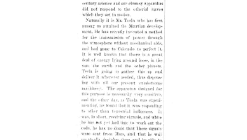 Preview of Tesla and the Martians article