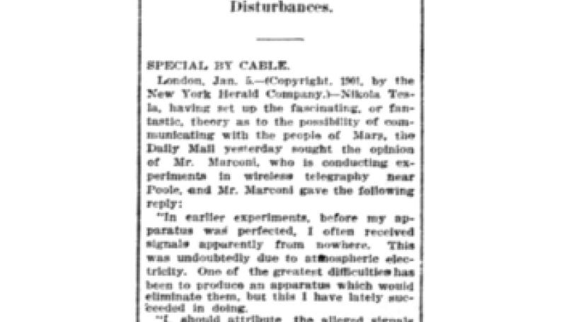 Preview of Marconi Doubtful of Tesla's Theory article