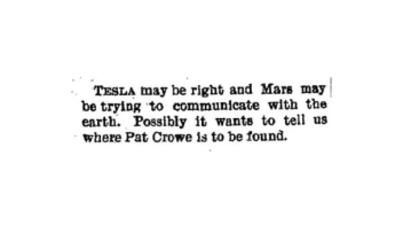 Preview of Mars may tell Tesla where Pat Crowe is article