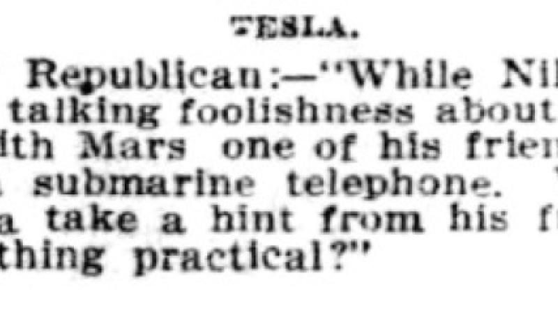 Preview of Nikola Tesla Talking Foolishness article