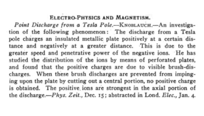 Preview of Point Discharge from a Tesla Pole article